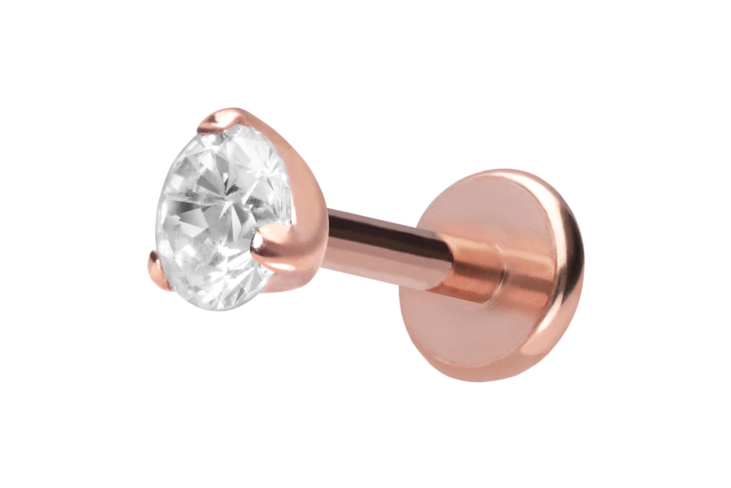 Titan Labret Piercing mit Push Fit EINGEFASSTER KRISTALL